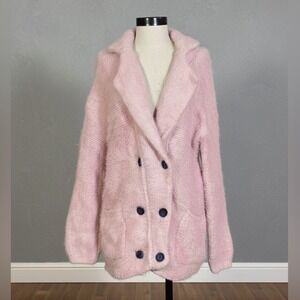 Fuzzy Pink Coat Small/Medium Cozy Warm Sweater